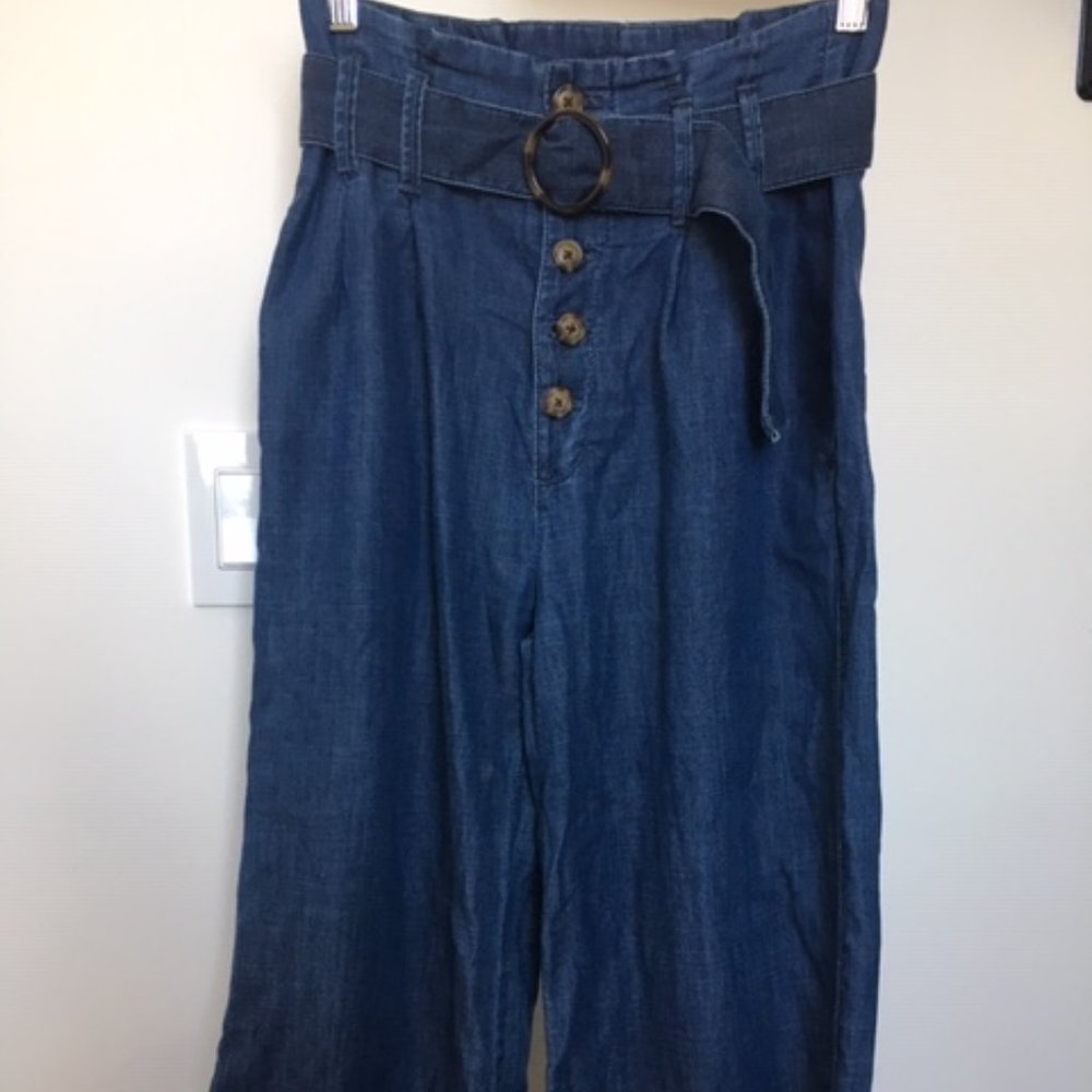 Chambray culottes, high waist button up
